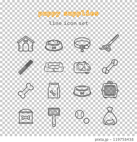 puppy supplies vector icon set puppy supplies vector icon set 119758438