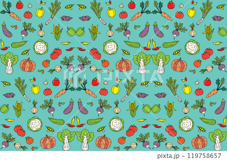 Illustration of vegetable group on light green background. 119758657