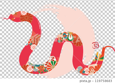 Vector data of a Japanese-style snake illustration Vector data of a Japanese-style snake illustration 119758683