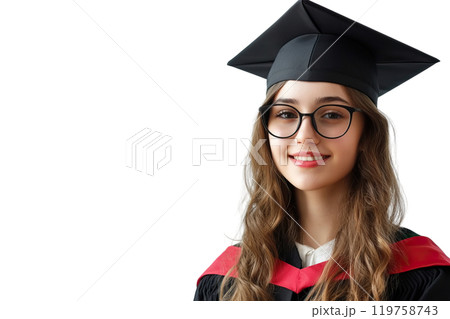 Graduating girl on transparent background. AI-generated item 119758743