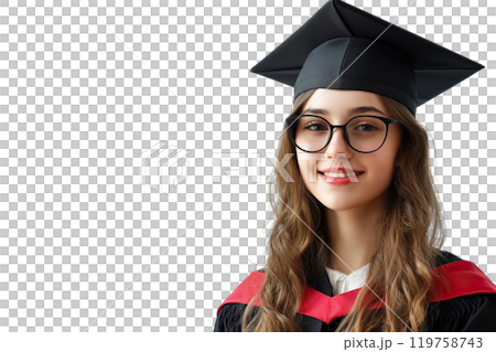 Graduating girl on transparent background. AI-generated item 119758743