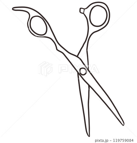 シンプルな美容師のハサミ（線画のみ） 119759084
