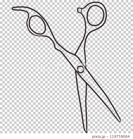 シンプルな美容師のハサミ（線画のみ） 119759084