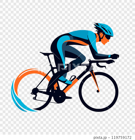 cyclist in motion on a transparent background 119759172