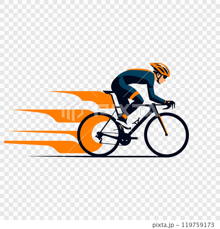 cyclist in motion on a transparent background 119759173