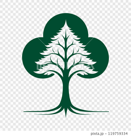 Stylized Green Tree icon with Gradient Leaves 119759334
