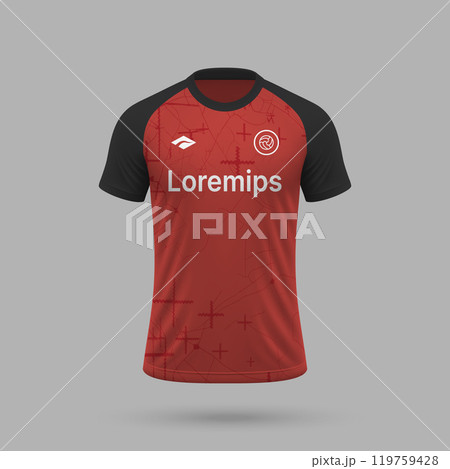 3d realistic soccer jersey in Bayer Leverkusen style, football shirt template 119759428