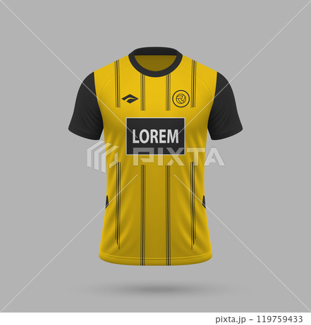 3d realistic soccer jersey in Borussia Dortmund style, football shirt template 3d realistic soccer jersey in Borussia Dortmund style, football shirt template 119759433