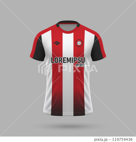 3d realistic soccer jersey in Brentford style, football shirt template 119759436