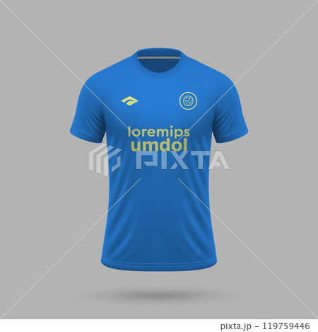 3d realistic soccer jersey in Empoli style, football shirt template 3d realistic soccer jersey in Empoli style, football shirt template 119759446