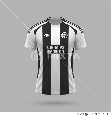 3d realistic soccer jersey in Juventus style, football shirt template 119759461
