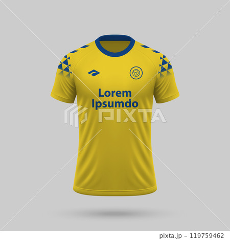 3d realistic soccer jersey in Las Palmas style, football shirt template 3d realistic soccer jersey in Las Palmas style, football shirt template 119759462