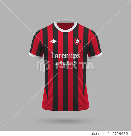 3d realistic soccer jersey in Milan style, football shirt template 3d realistic soccer jersey in Milan style, football shirt template 119759476