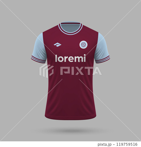 3d realistic soccer jersey in West Ham style, football shirt template 2024 3d realistic soccer jersey in West Ham style, football shirt template 2024 119759516