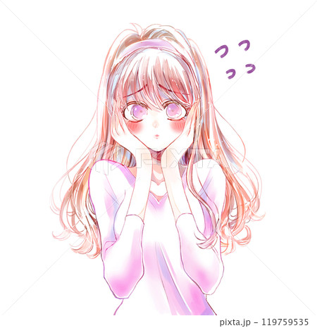 照れて焦っている女性 119759535