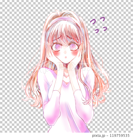 照れて焦っている女性 119759535