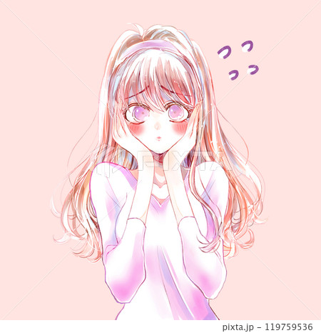 照れて焦っている女性 照れて焦っている女性 119759536