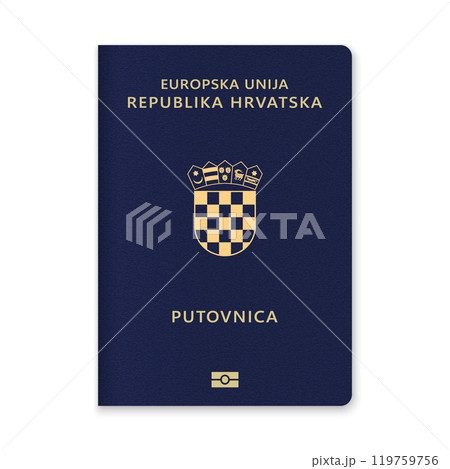 Croatia Passport Cover with Gold Emblem and Text Croatia Passport Cover with Gold Emblem and Text 119759756