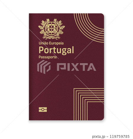 Portugal Passport Cover with Gold Emblem and Text Portugal Passport Cover with Gold Emblem and Text 119759785