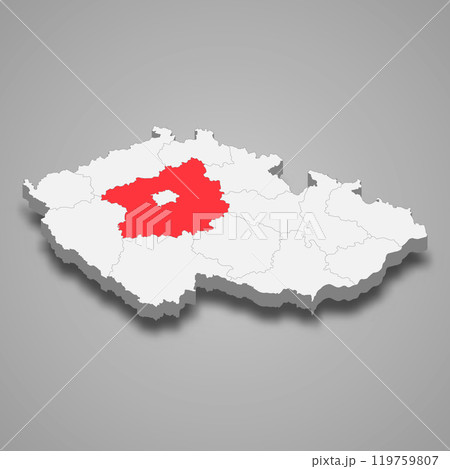 Central Bohemia region location within Czech Republic 3d map Central Bohemia region location within Czech Republic 3d map 119759807