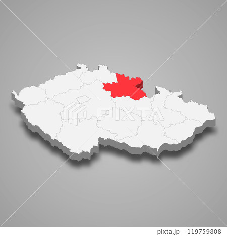 Hradec Kralove region location within Czech Republic 3d map Hradec Kralove region location within Czech Republic 3d map 119759808