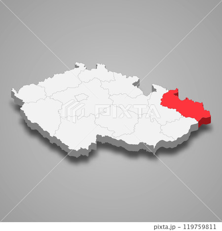 Moravia-Silesia region location within Czech Republic 3d map Moravia-Silesia region location within Czech Republic 3d map 119759811