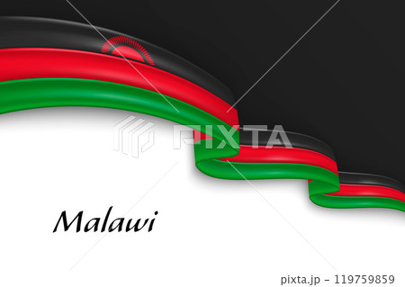 Waving ribbon with flag of Malawi 119759859