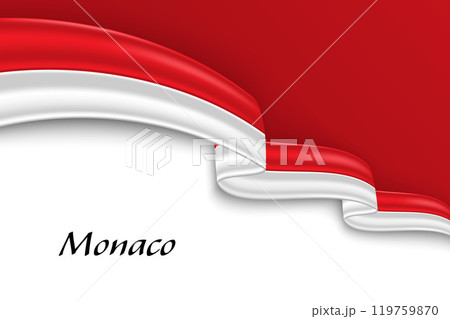 Waving ribbon with flag of Monaco Waving ribbon with flag of Monaco 119759870