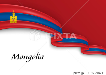 Waving ribbon with flag of Mongolia 119759871