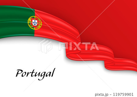 Waving ribbon with flag of Portugal 119759901