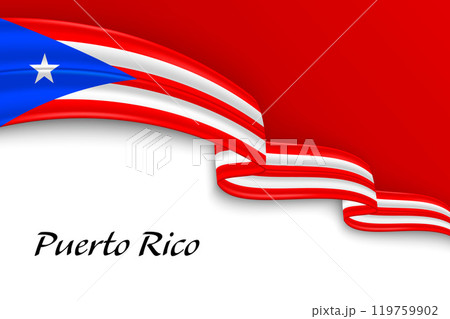 Waving ribbon with flag of Puerto Rico 119759902