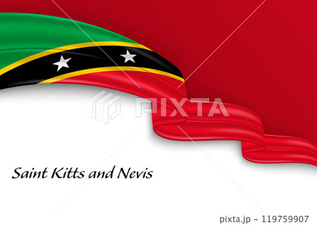 Waving ribbon with flag of Saint Kitts and Nevis 119759907