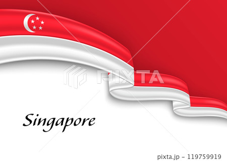 Waving ribbon with flag of Singapore 119759919