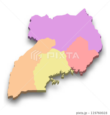3d isometric colored map of Uganda 3d isometric colored map of Uganda 119760028