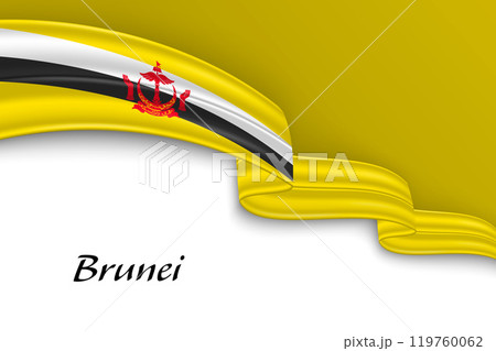 Waving ribbon with flag of Brunei 119760062