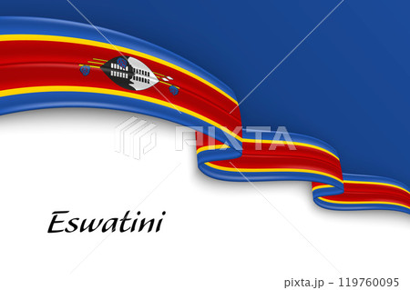 Waving ribbon with flag of Eswatini Waving ribbon with flag of Eswatini 119760095