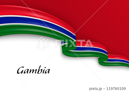 Waving ribbon with flag of Gambia 119760109