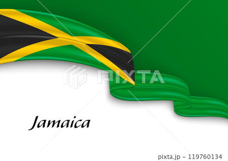 Waving ribbon with flag of Jamaica 119760134