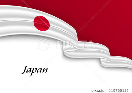 Waving ribbon with flag of Japan 119760135