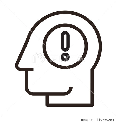 Head with exclamation mark. Concept of warning and reaction. 119760264