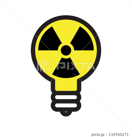 Lightbulb with radioactive symbol, illustration of nuclear energy for electricity generation icon 119760271