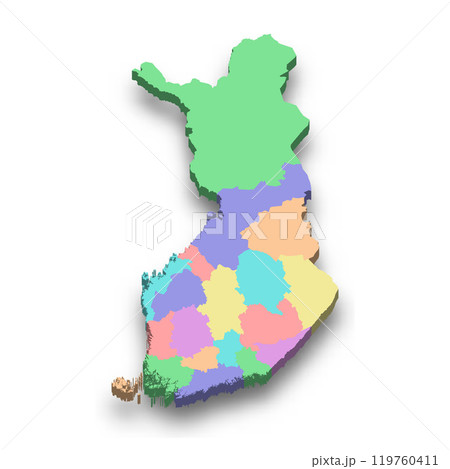 3d isometric colored map of Finland 119760411