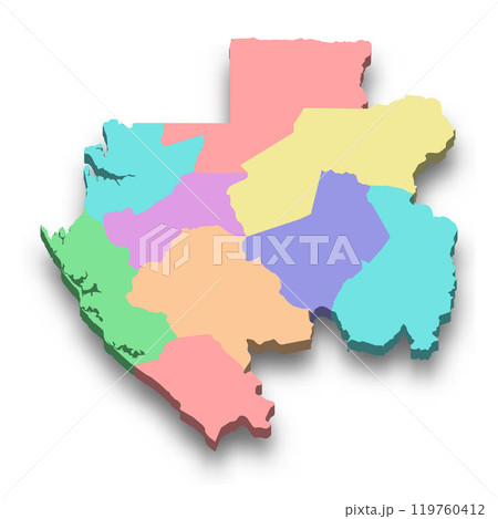 3d isometric colored map of Gabon 119760412
