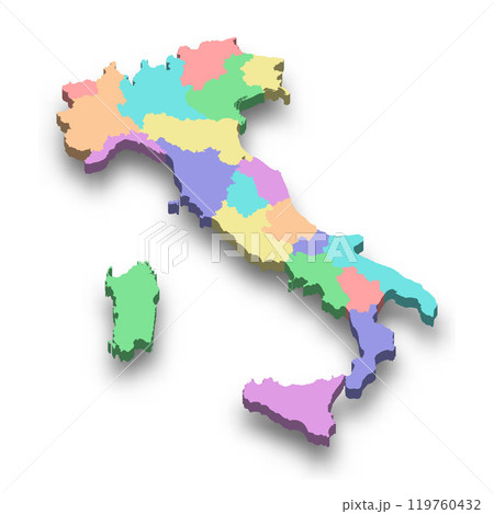 3d isometric colored map of Italy 119760432