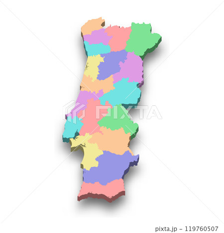 3d isometric colored map of Portugal 119760507