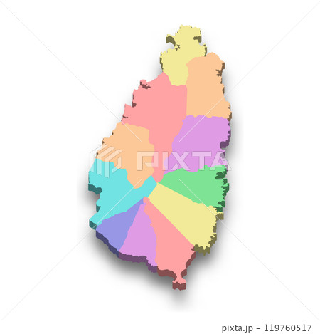 3d isometric colored map of Saint Lucia 3d isometric colored map of Saint Lucia 119760517
