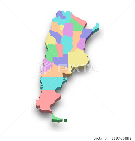 3d isometric colored map of Argentina 119760892