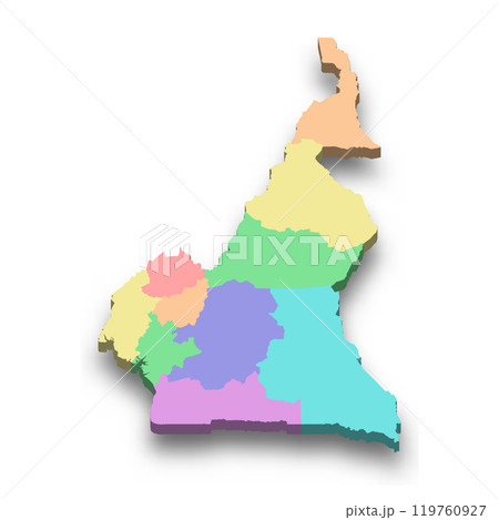 3d isometric colored map of Cameroon 119760927