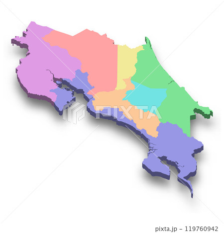 3d isometric colored map of Costa Rica 119760942