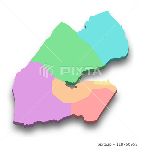 3d isometric colored map of Djibouti 3d isometric colored map of Djibouti 119760955